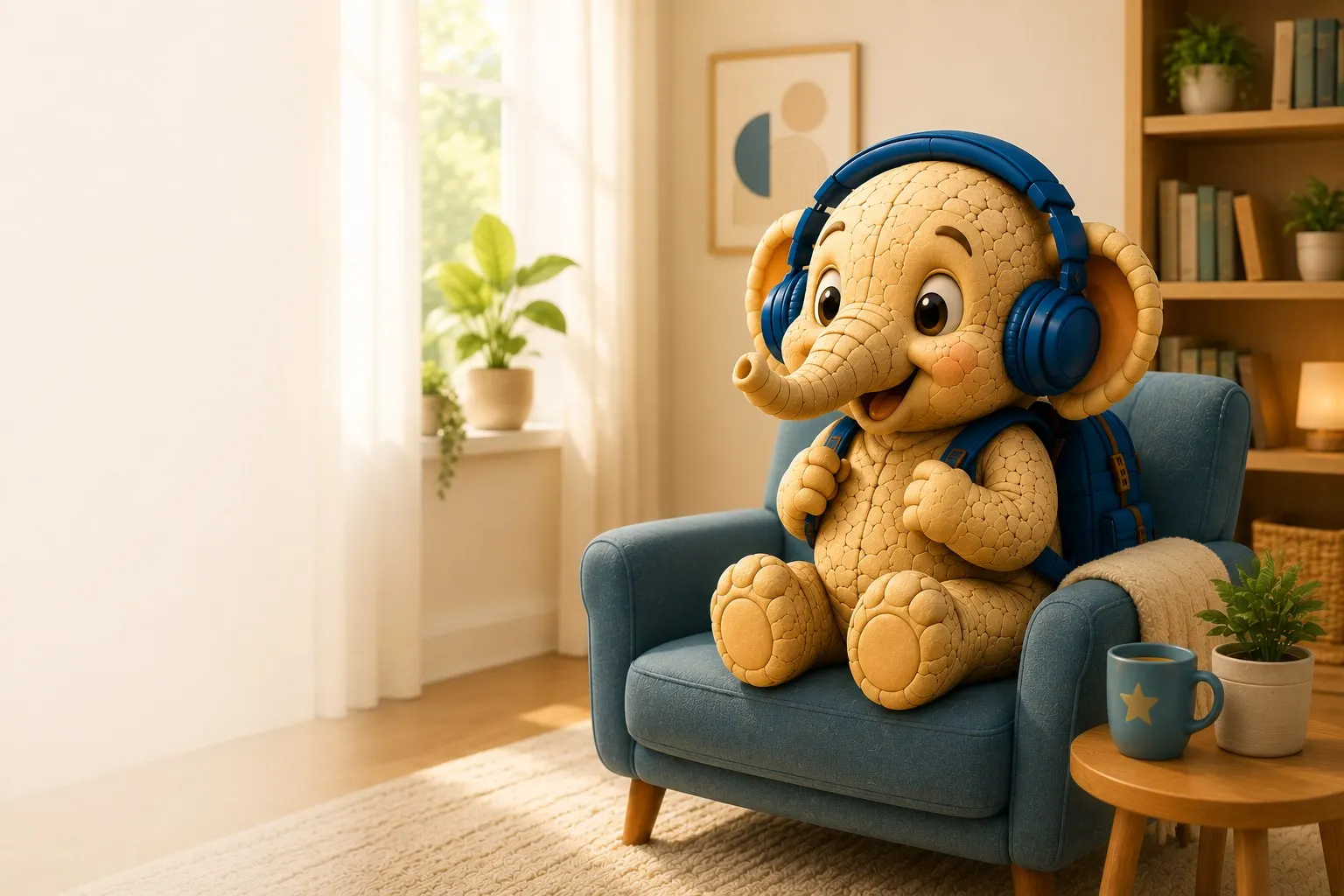 Fanti relaxing with headphones